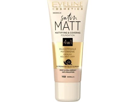 Eveline Cosmetics Satin Matt Mattifying & Covering Foundation - 102 Vanilla on Sale