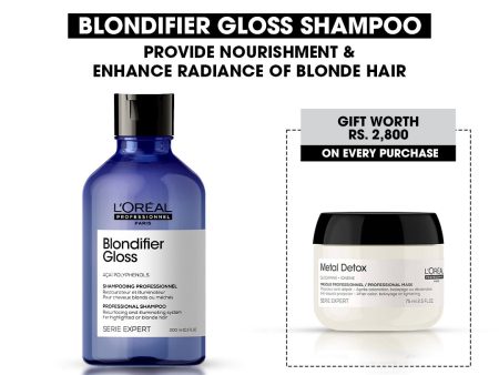 Loreal Professionnel Serie Expert Blondifier Gloss Shampoo - 300ml + Free Metal Detox Mask- 75ml Cheap