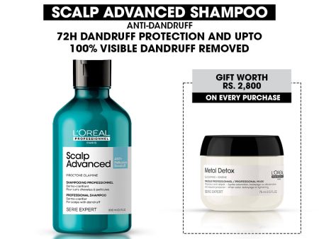 Loreal Professionnel Serie Expert Scalp Advanced Anti-Dandruff Shampoo 300ml+ Free Metal Detox Mask - 75ml Sale