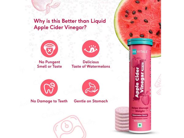 HK Vitals Apple Cider Vinegar 750mg Effervescent Tablet Watermelon Flavour on Sale