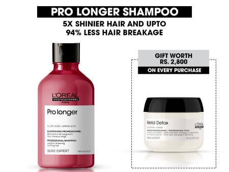 Loreal Professionnel Serie Expert Pro Longer Shampoo With Filler-A100 And Amino Acid - 300ml + Free Metal Detox Mask - 75ml Online now