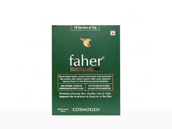 Faher Collagen For Glowing Skin, Healthy Hair, & Nails Black Current Flavour Fashion